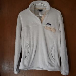 Patagonia Re-Tool Polartec Snap-T Pullover Fleece Sweater Women's Ivory White